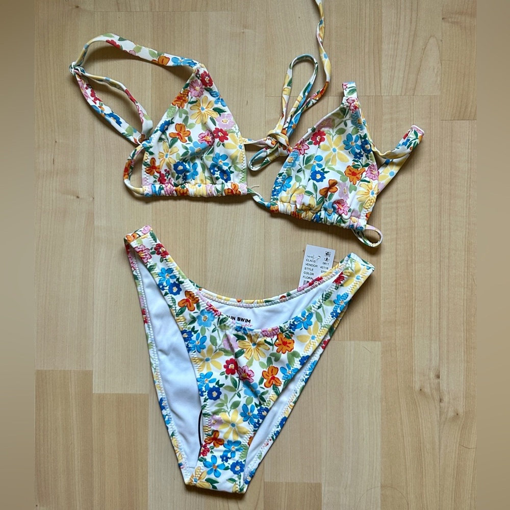 pacsun floral triangle bikini set